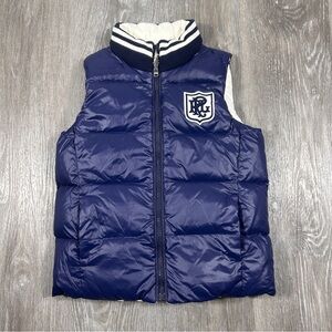 Polo Ralph Lauren Goose Down Reversible Puffer Vest Blue White Kid's Size 7 S